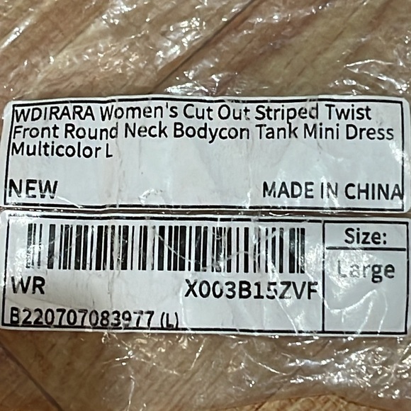 NWT Wdirara women’s cutout stripped front bodycon mini dress size L - Picture 11 of 11